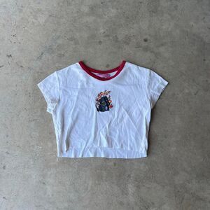 “Unif” Flaming Dog y2k Baby Tee y2k Womens s